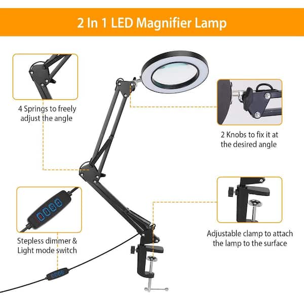 NOEVSBIG LED agnifying Glass Desk Lap with Clap,3 Color odes 10