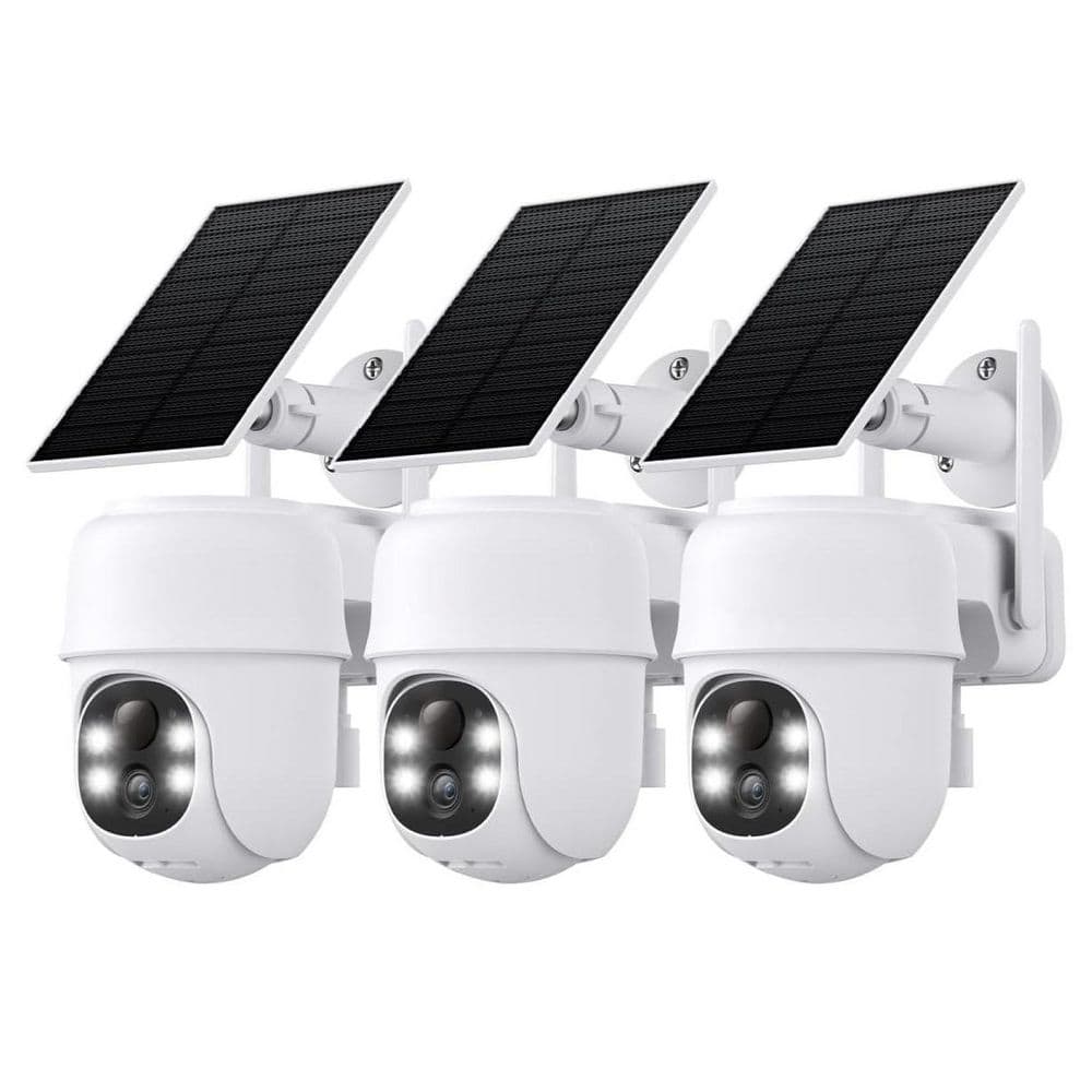 2K Solar Powered Outdoor Security Camera w/ 360° View, Color Night Vision, Human Detection, Cloud/SD Storage, 3-Pack price history on PriceWatchPro