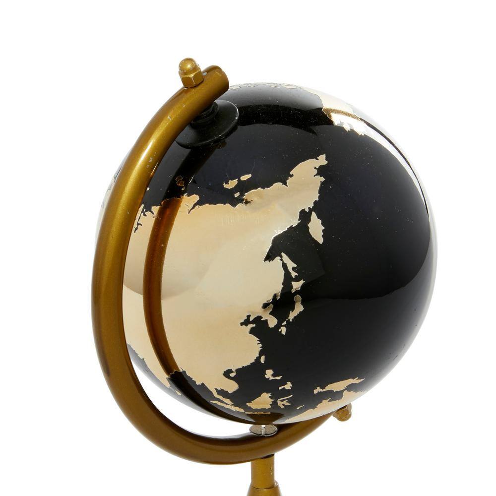 Gold and Black Ceramic Globe with Marble Base