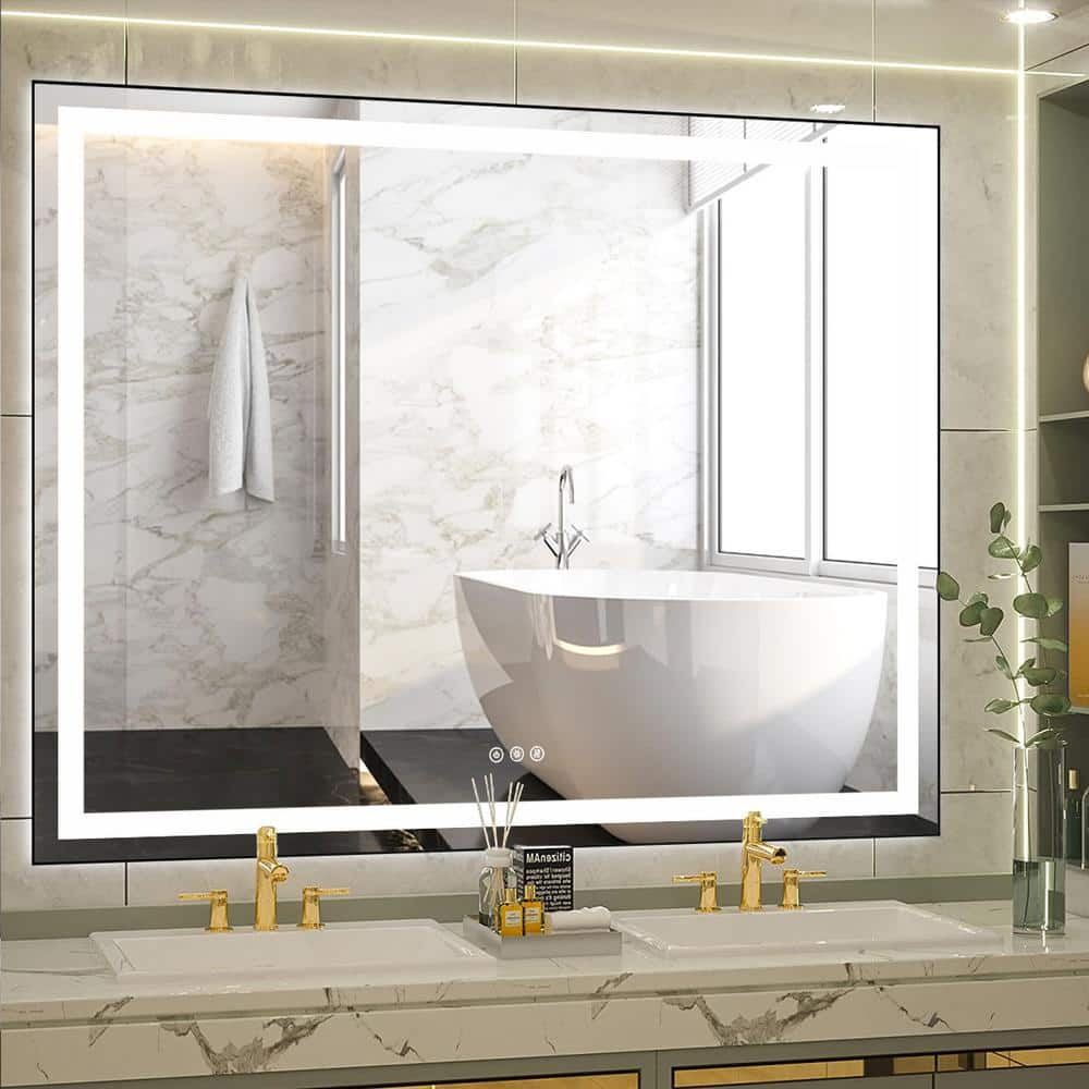 LED Frontlit Mirror Bathroom Mirror with Lights 3-Color Warm/Natural/White  High Lumens, Anti-Fog & Dimmer Wall Mounted Lighted Vanity Makeup  Mirror(Vertical/Horizontal) – Keonjinn