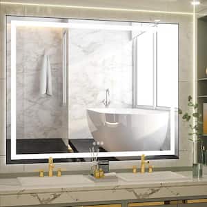 60 in. W x 48 in. H Large Rectangular Aluminium framed Anti-Fog Dimmable Wall Mount LED Bathroom Vanity Mirror in Black
