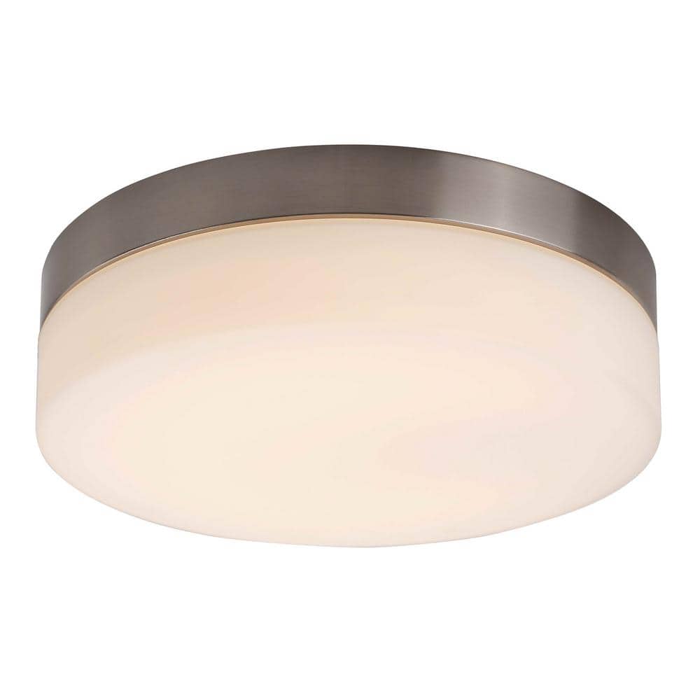 1-Light Integrated LED Flush Mount Ceiling Light in Brushed Nickel