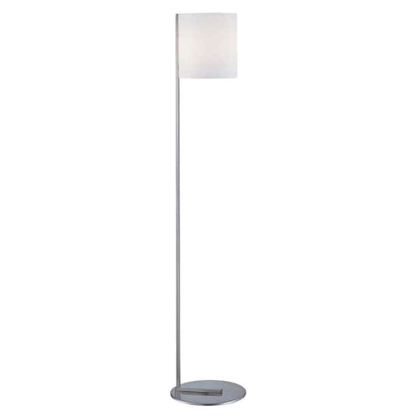 Illumine 59.25 in. Polished Steel Floor Lamp with Frosted Glass