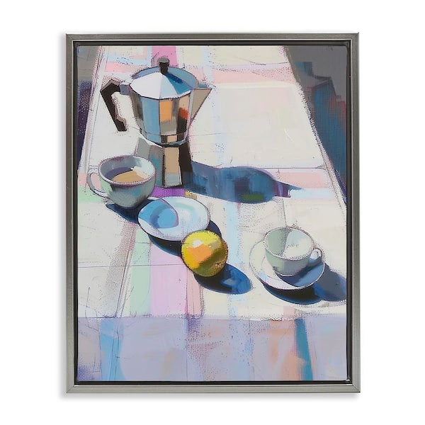 Stupell Industries Morning Espresso Still Life by Arlington Prints Gray Floater Frame Food Graphic Art Print 21 in. x 17 in.
