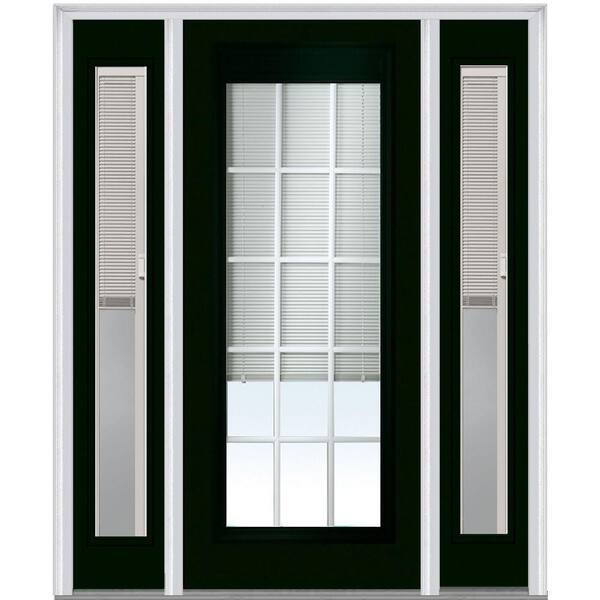 MMI Door 60 in. x 80 in. Internal Blinds and Grilles Right-Hand Full Lite Clear Painted Steel Prehung Front Door with Sidelites