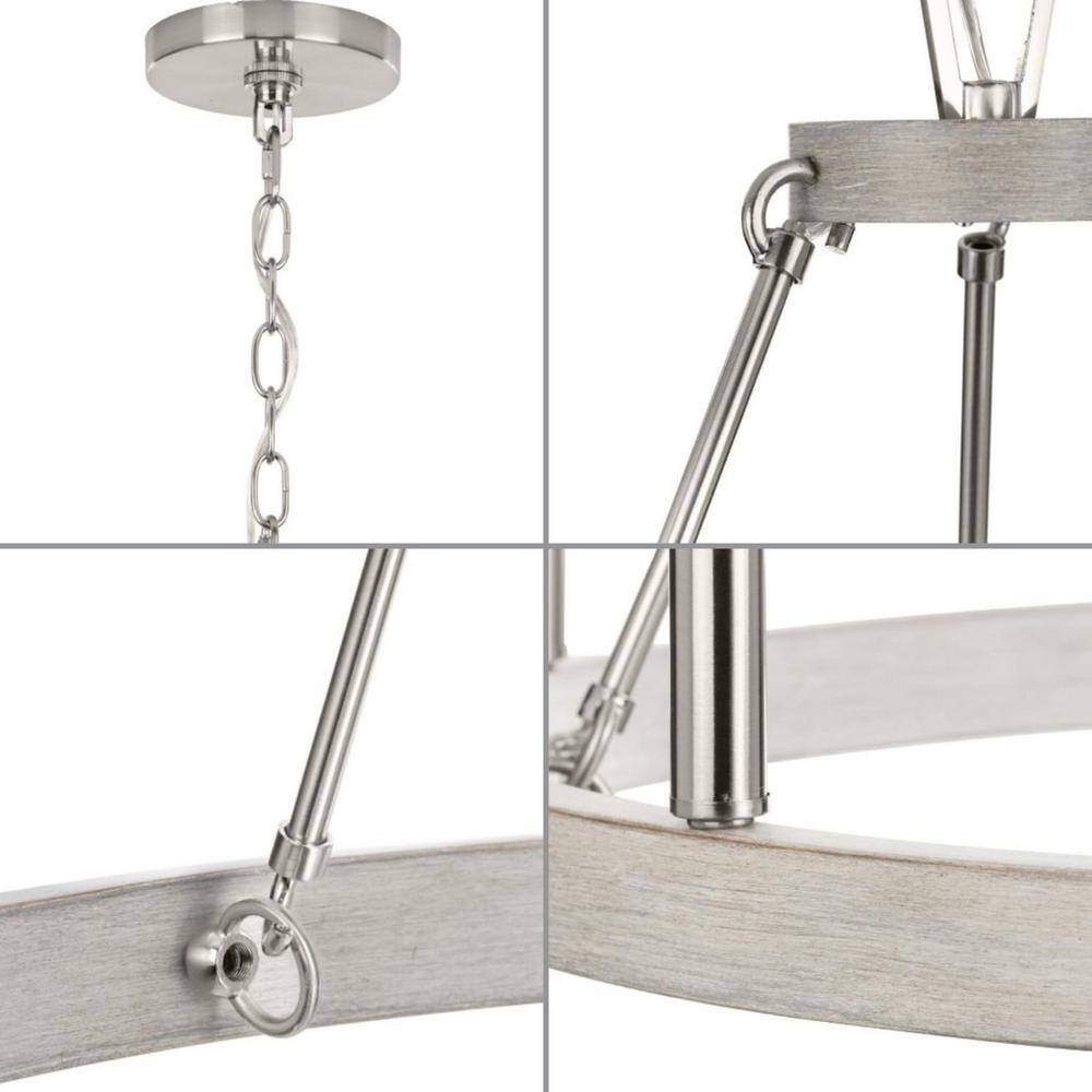 Galloway 6-Light Brushed Nickel and Oak Chandelier