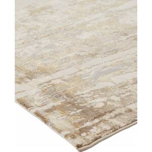 5 X 8 Tan and Ivory Abstract Area Rug
