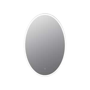 Matera 24 in. W x 32 in. H Frameless Oval LED Bathroom Vanity Mirror in Clear