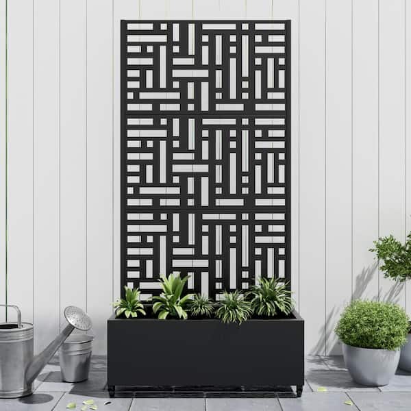 Dovelina 71 in. H Metal Black Rectangle Pots and Planter Raised Box with Trellis for Vine Climbing Plants and Vegetable Flower