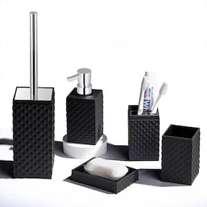 6-Piece Bathroom Accessory Set with Toothbrush Holder, Cup, Dispenser, Toilet Brush and Holder, Soap Dish in Matte Black