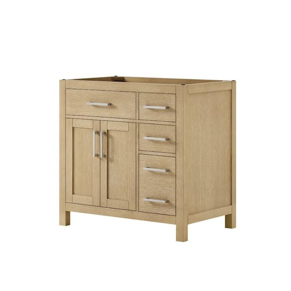 Beckett 35.25 in. Bath Vanity Cabinet without Top in Whitewashed Oak