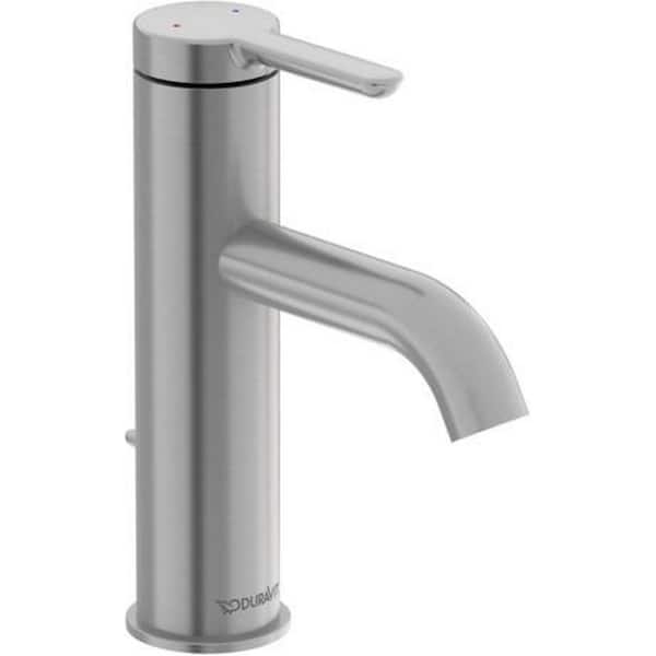 1-Single Handle Single Hole Bathroom Faucet with Deck Plate Included and Drain Kit Included in Brushed Nickel
