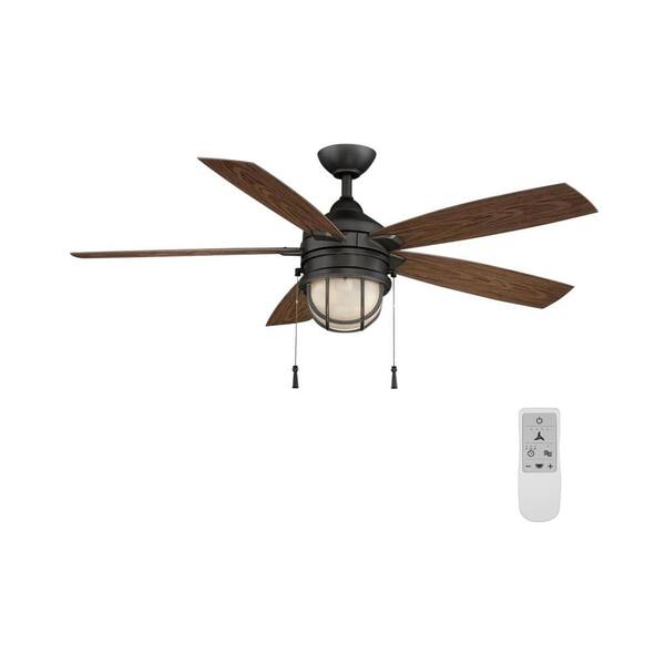 Hampton Bay Seaport 52 in. LED Natural Iron Ceiling Fan with Light and WiFi Remote Control works with Google and Alexa
