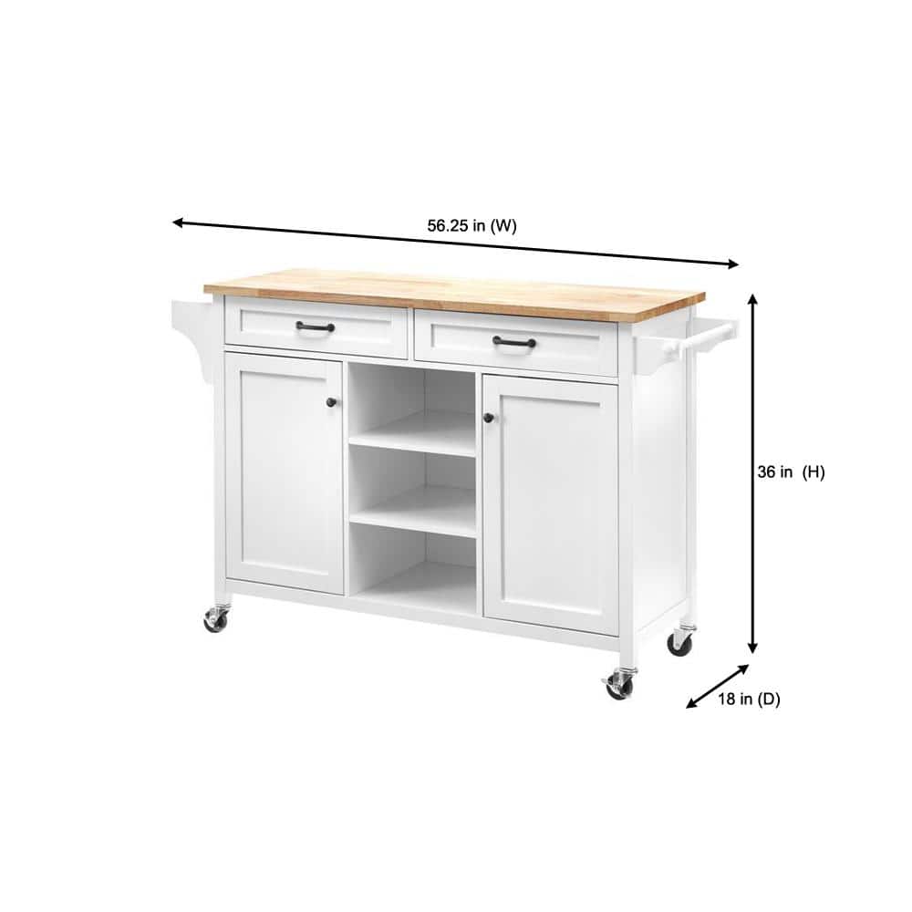 Home Decorators Collection Rockford White Rolling Kitchen Cart With