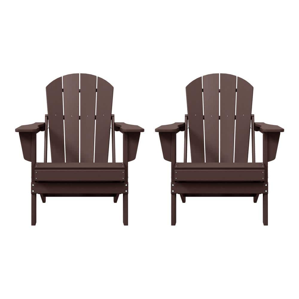 Dark Brown Moisture-Proof Finish Adirondack Chair Set of 2