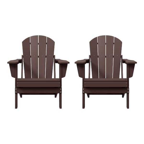 WESTIN OUTDOOR Laguna 2-Pack Fade Resistant Outdoor Patio HDPE Poly Plastic Classic Folding Adirondack Chairs in Dark Brown