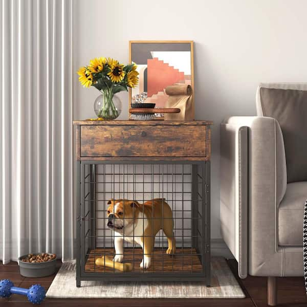 Rustic dog crate outlet end table