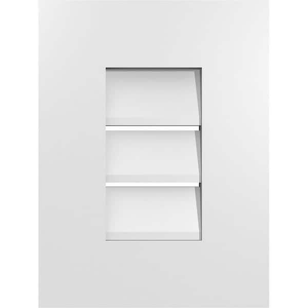 Ekena Millwork 12 in. x 16 in. Rectangular White PVC Paintable Gable Louver Vent Functional