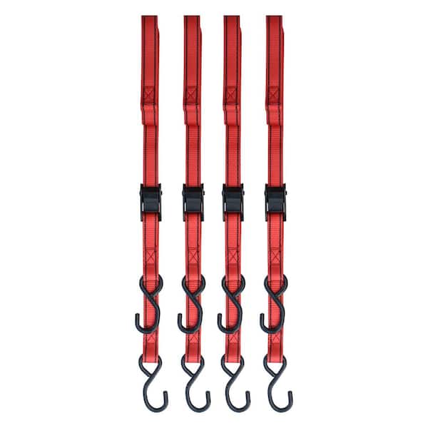 10 ft. x 1 in. Locking Tie Down with S-Hook (4-Pack) 10 ft. x 1 in. Locking Tie Down with S-Hook (4-Pack)