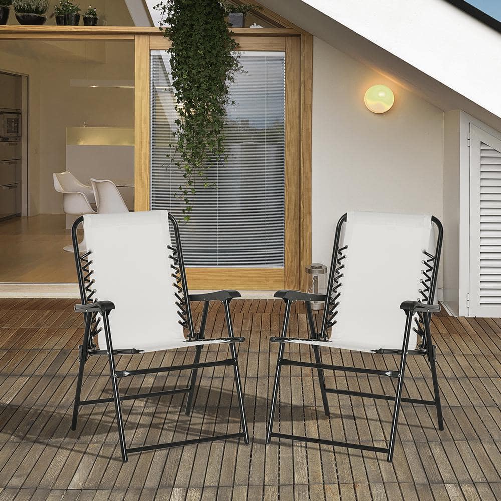 2-Piece Outdoor Folding Patio Chairs, Camping Chairs with Armrests, Breatha