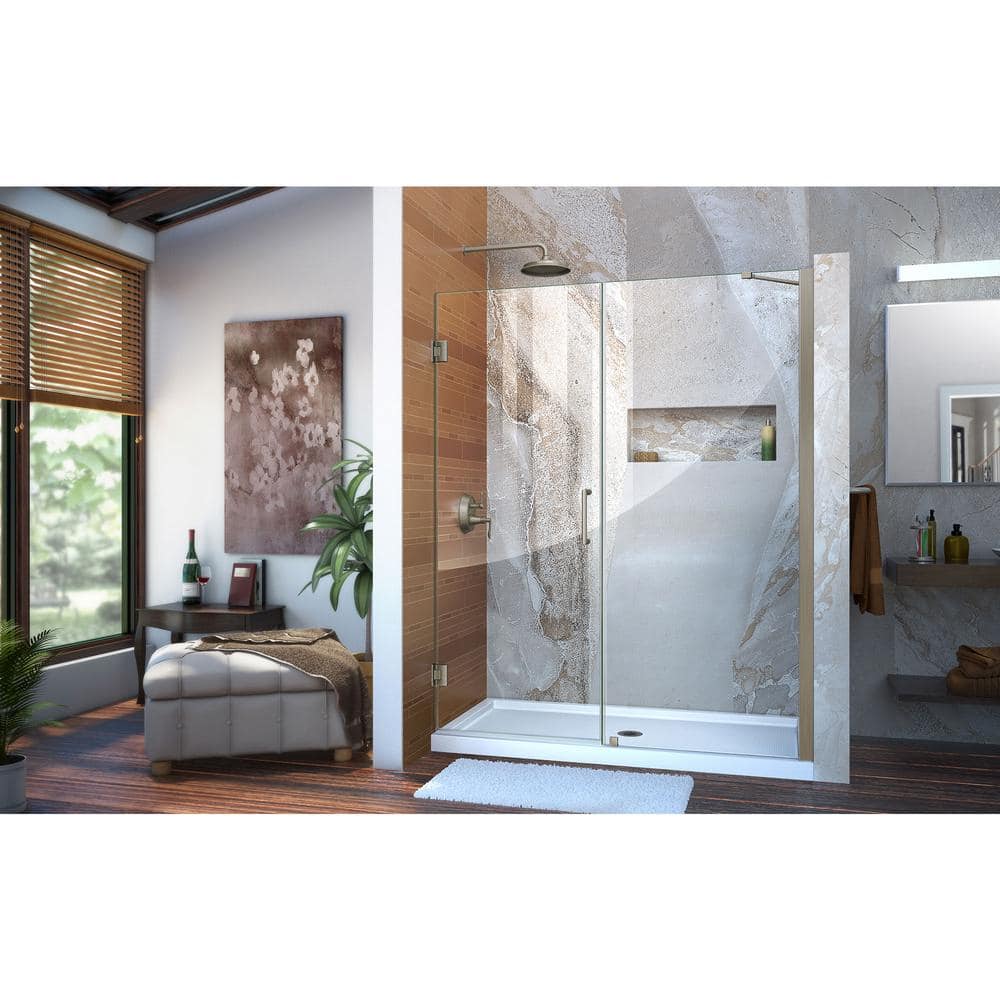 Unidoor 61" Frameless Hinged Shower Door with ClearMax Glass