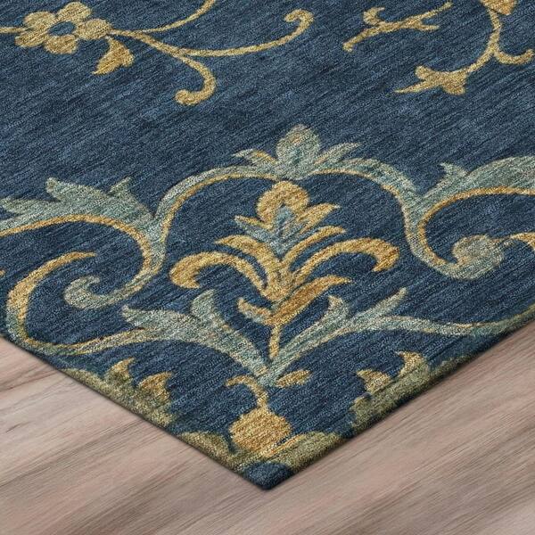 Chantille Machine Washable Indoor/Outdoor Abstract ACN2964 Navy 8 ft. x 8 ft. Round Rug