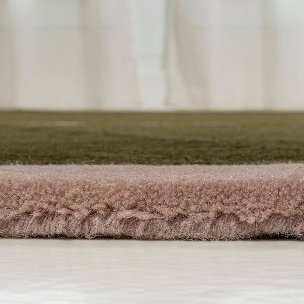Whimsical Green and Pink Handwoven Wool Kids' Area Rug, 8' x 10'