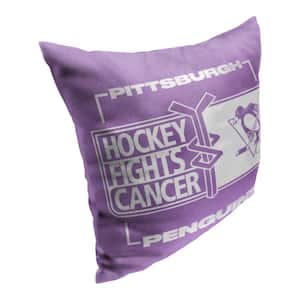 Hockey Fights Cancer Fight For Penguins Printed Throw Pillow