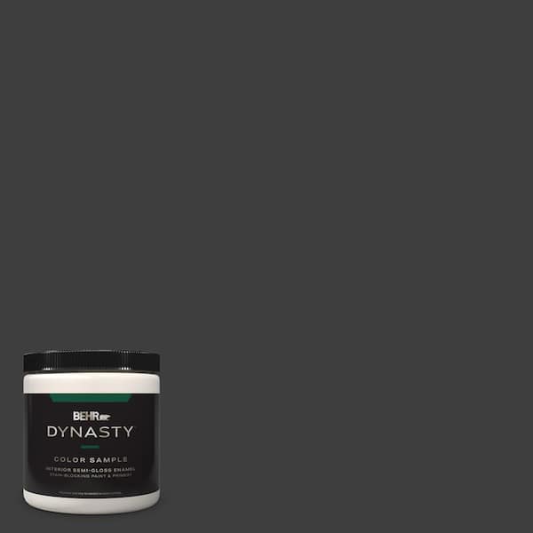 BEHR DYNASTY 8 oz. #T13-3 Black Lacquer Semi-Gloss Enamel Stain-Blocking Interior/Exterior Paint and Primer Sample