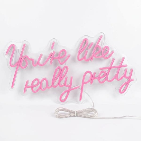 LED Acrylic Neon Sign Pink Dimmable USB Wall Decor Neon Light for Bedroom Wedding Home Bar Store Party