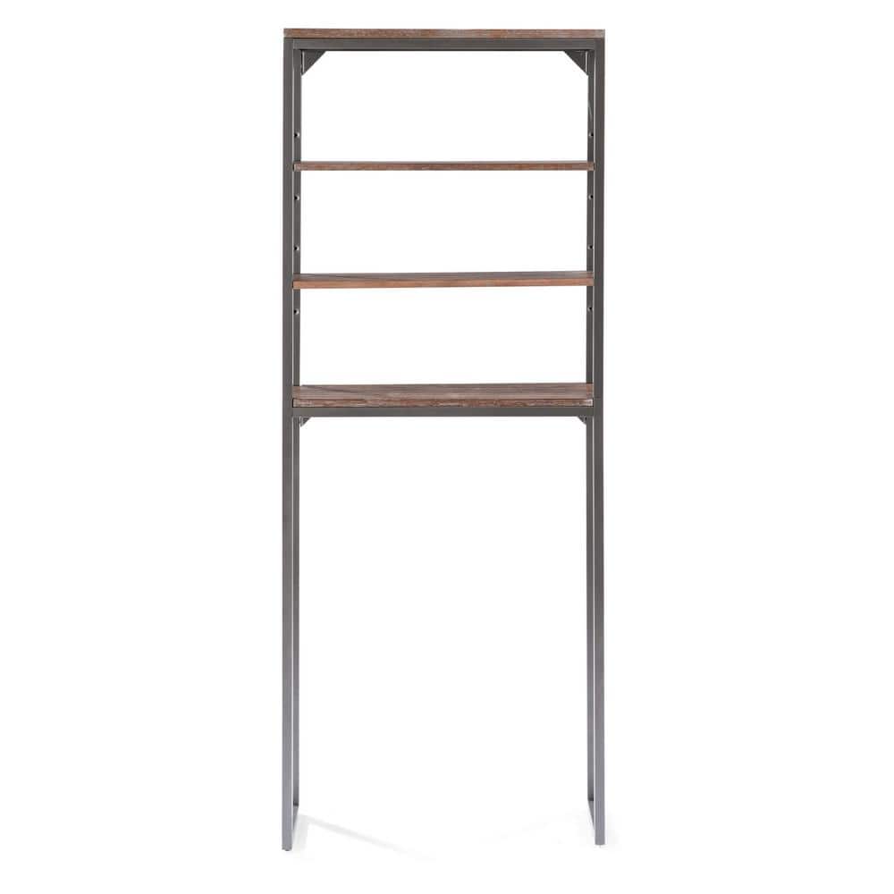 Gray and Driftwood Adjustable Over-the-Toilet Storage Stand