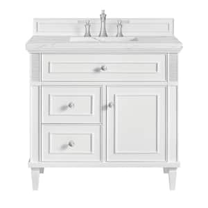 Lorelai 36.0 in. W x 23.5 in. D x 34.06 in. H Single Sink Bath Vanity in Bright White with Ethereal Noctis  Quartz Top