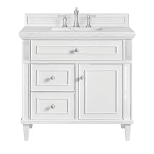 Lorelai 36.0 in. W x 23.5 in. D x 34.06 in. H Single Sink Bath Vanity in Bright White with Ethereal Noctis Quartz Top