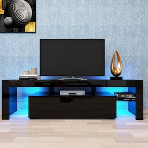 63 in. Black TV Stand Fits TV's up to 70 in. with Remote Control Lights