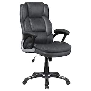 Nerris Faux Leather Padded Arm Adjustable Height Office Chair in Gray and Black with Arms