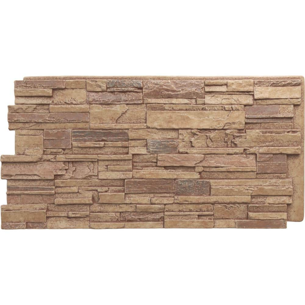 Ekena Millwork 48 5/8 W x 24 3/4 H x 1 1/4 D Cascade Stacked Stone  StoneWall Faux Stone Siding Panel  Fall Bank