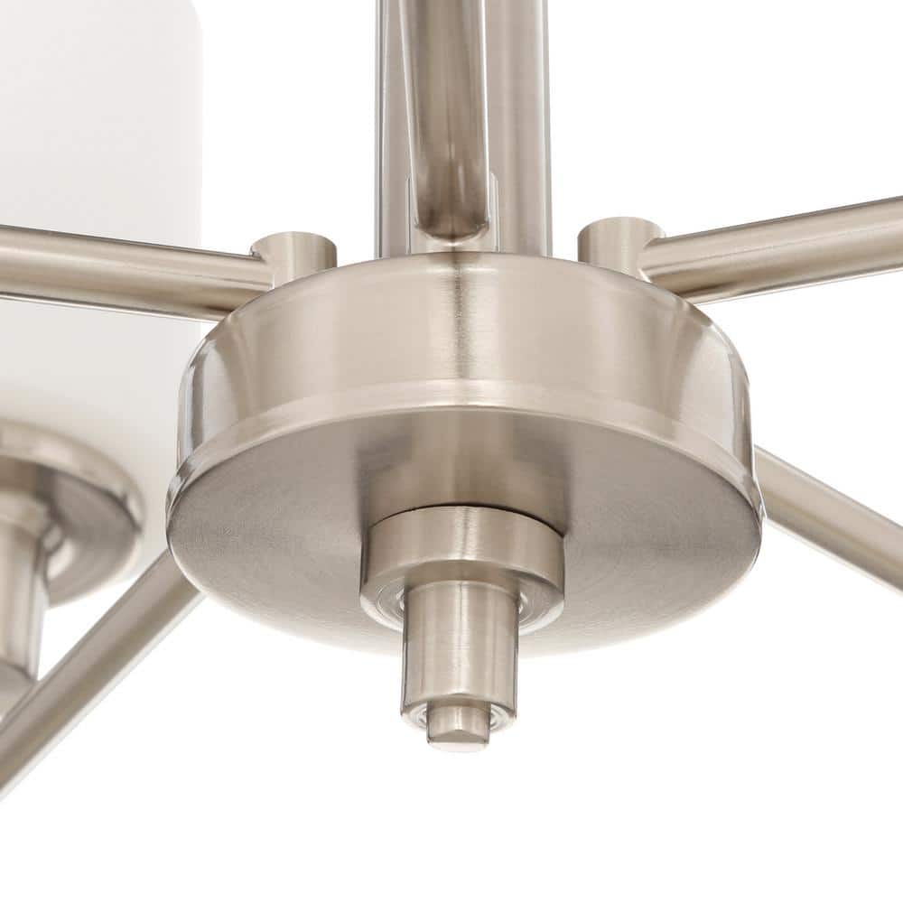 Aubrey Mini 5-Light Chandelier with Frosted Glass, Satin Nickel