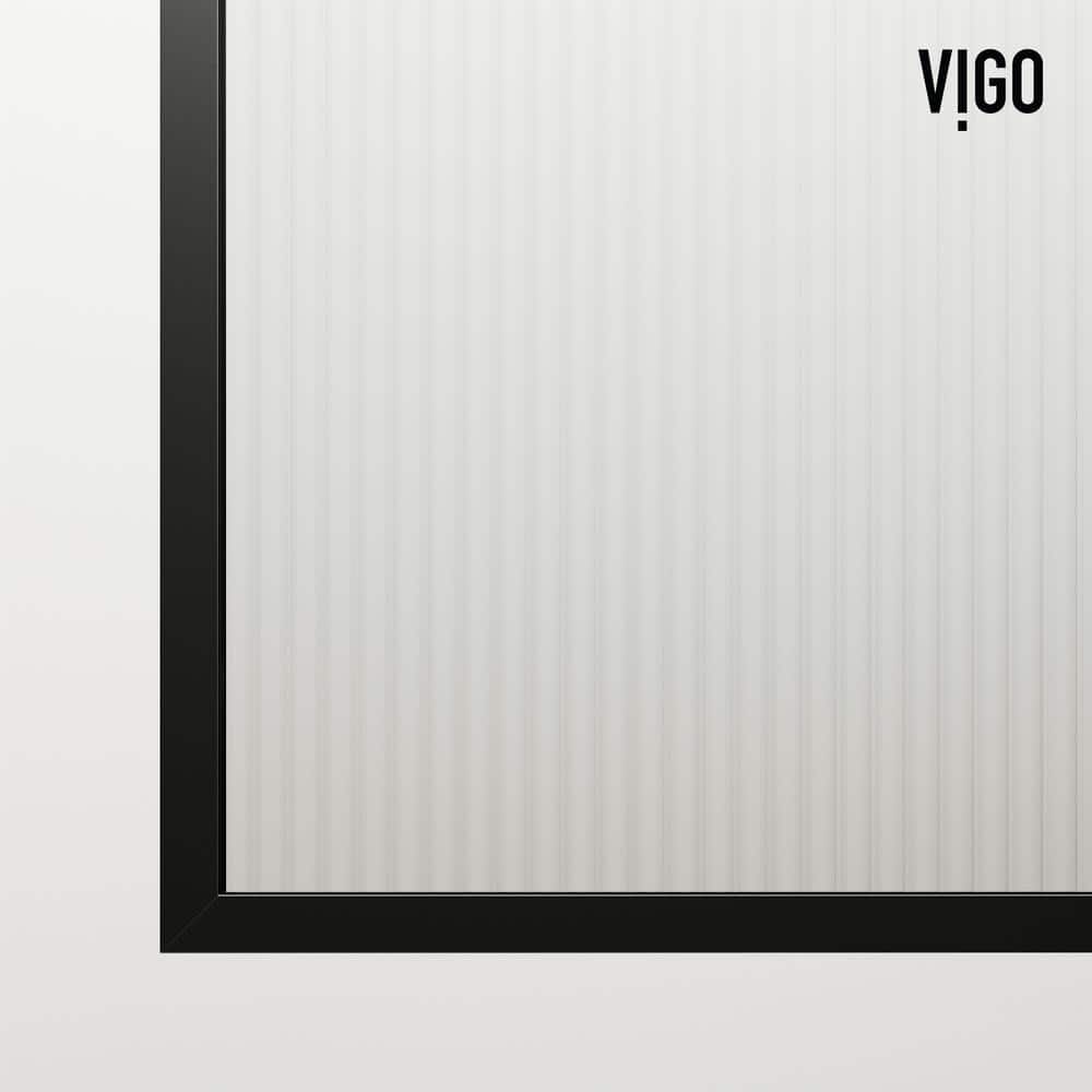Zenith 34" Matte Black Frameless Fluted Glass Shower Screen