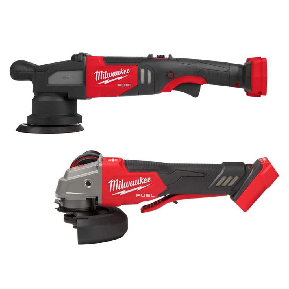 MILWAUKEE M18 FUEL18V Lith-Ion Brushless Cordless 15MM DA Polisher w/ 4-1/2 in. /5 in. Grinder w/ Variable Speed & Paddle Switch (2684-20-28)