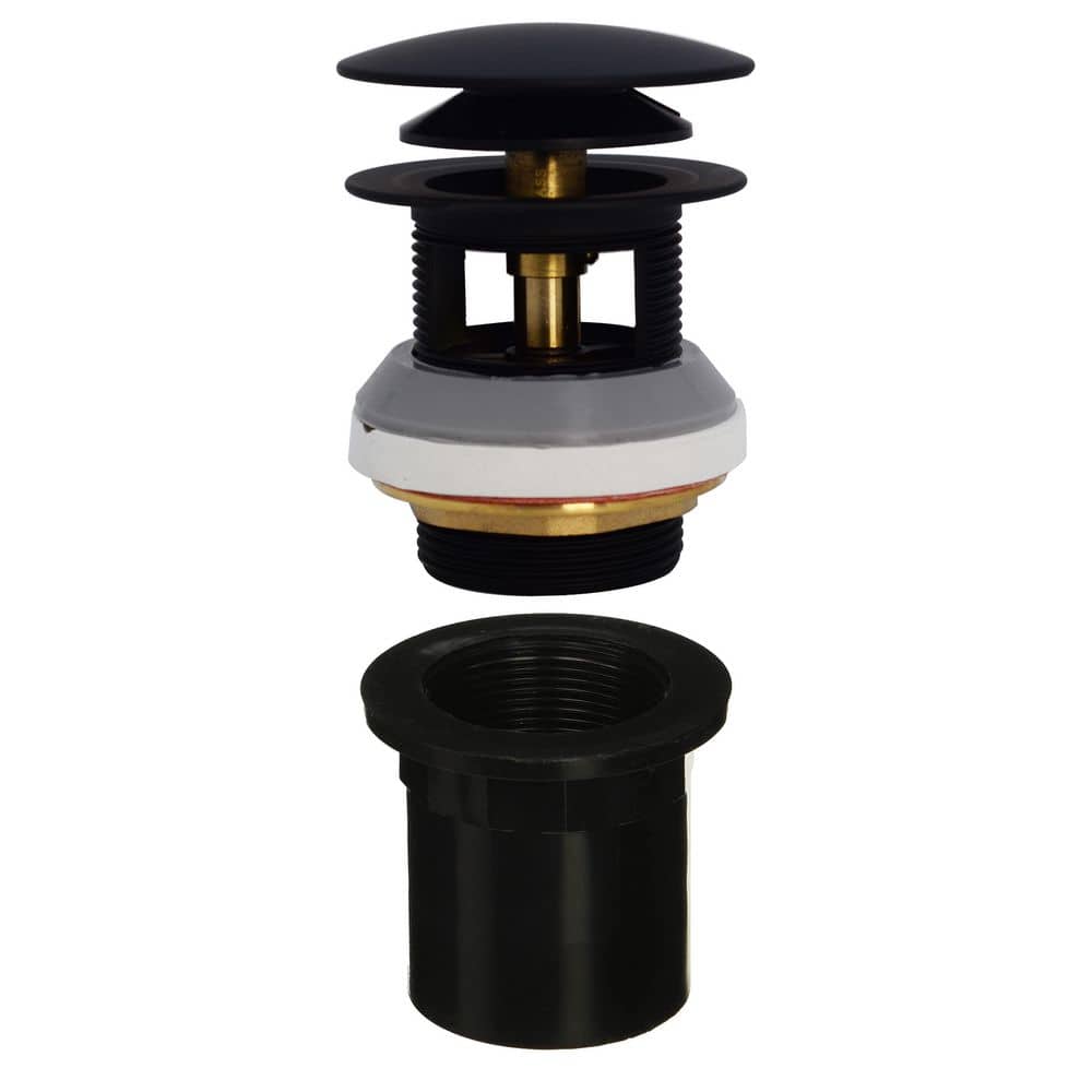Integrated Overflow Drain 1-1/2 in. NPSM Coarse Thread Tip-Toe Mechanism with ABS Adapter in Matte Black price history on PriceWatchPro