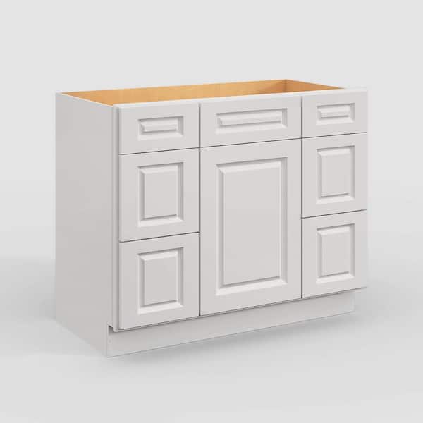Hausvita 42 in. W x 21 in. D x 34.5 in. H in Traditional Dove Plywood Ready to Assemble Floor Vanity Sink Base Kitchen Cabinet