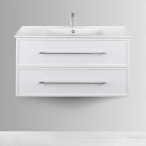 Milano 36 in. W x 18 in. D x 20 in. H Single Sink Wall Bathroom Vanity in White with Cultured Marble Top in White