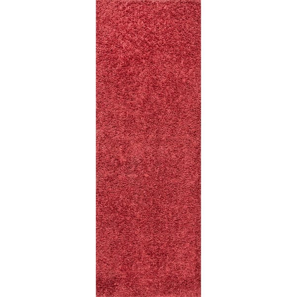 nuLOOM Kara Solid Shag Red 2 ft. 8 in. x 6 ft. Runner Rug