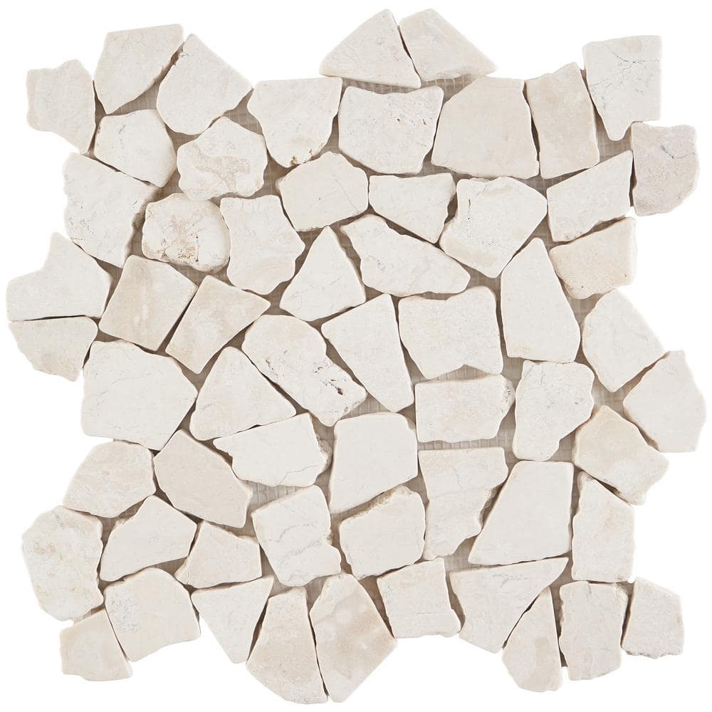 White Slate Pebble Mosaic Tile for Indoor and Outdoor