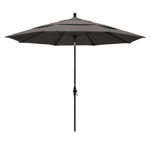 California Umbrella 11 ft. Fiberglass Collar Tilt Double Vented Patio Umbrella in Taupe Pacifica