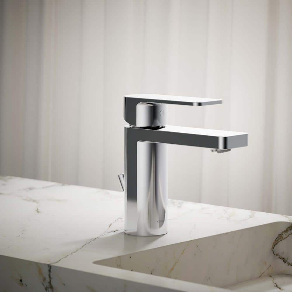 Parallel Polished Chrome Single-Handle Low-Arc Bathroom Faucet