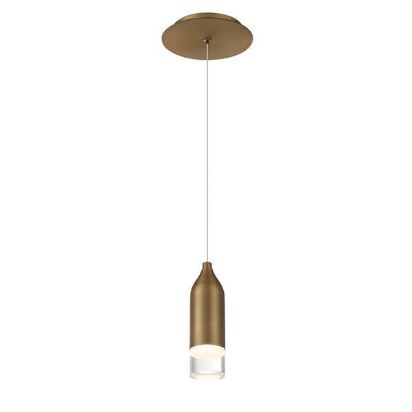 WAC Lighting Action 75-Watt Equivalent Integrated LED Aged Brass Mini Pendant with Acrylic Shade