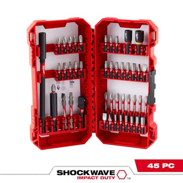 Milwaukee SHOCKWAVE Impact Duty Alloy Steel Screw Driver Bit Set(45-Piece) with 9in. Blade Set and Nitrus Carbide Wrecker(11-Pack)