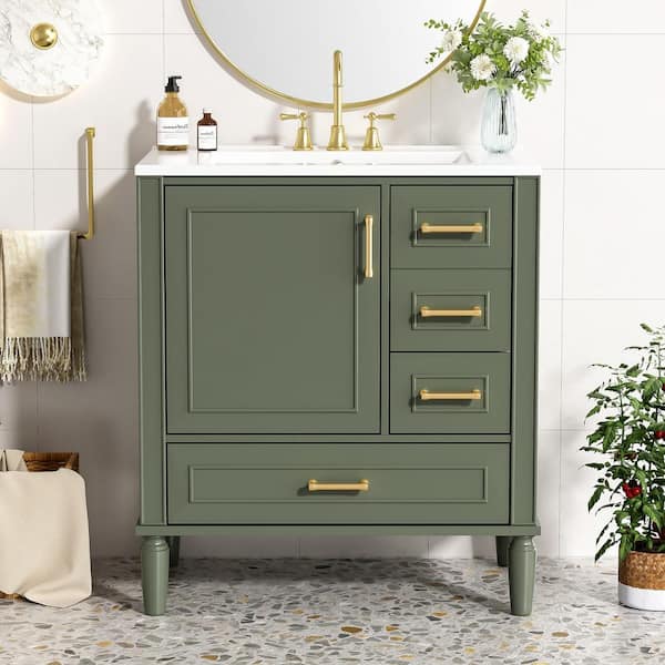MONETTE UNITY B3 SP 美品 Ziyudura 30 in. Single Sink Freestanding Olive Green Bath Vanity