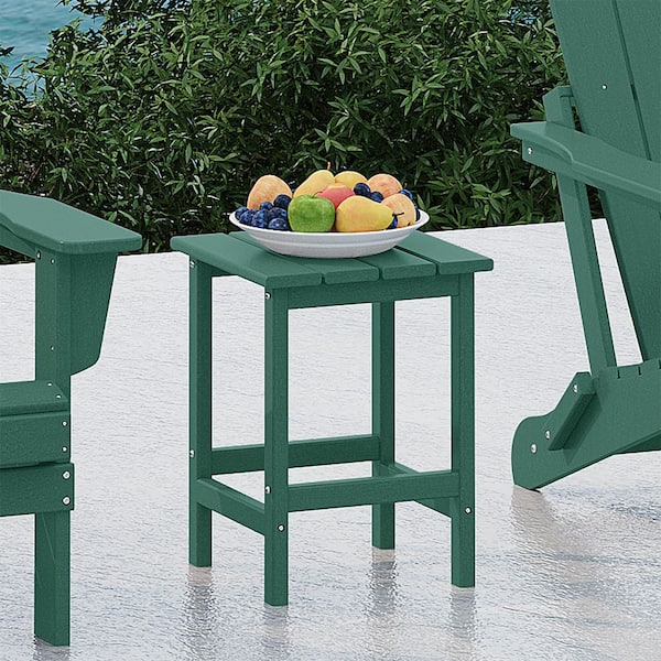 Mason 18 in. Dark Green Poly Plastic Fade Resistant Outdoor Patio Square Adirondack Side Table